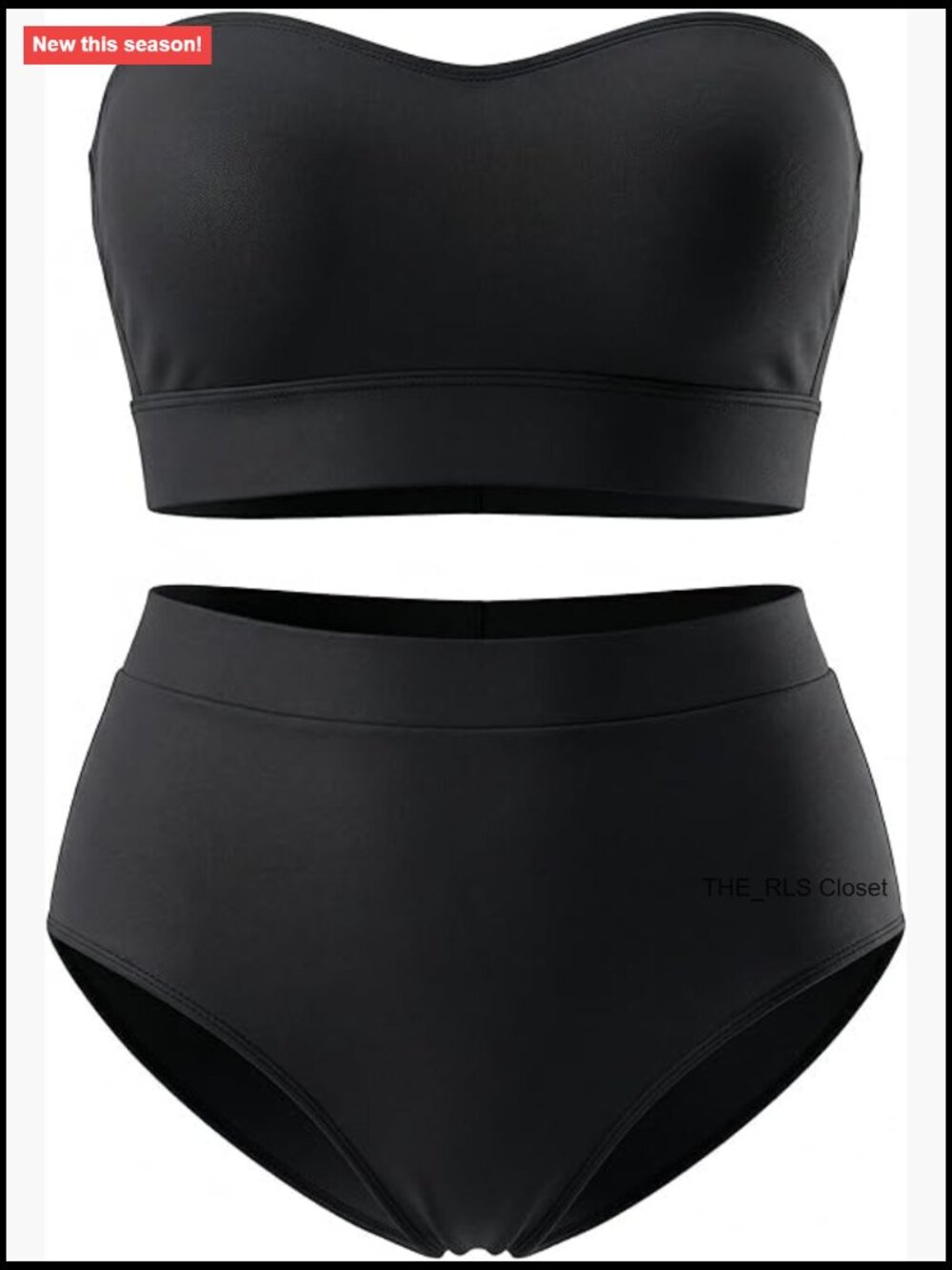 Plus Size Bandeau Bikini High Waisted Two Piece Swimsuit with Removable Straps